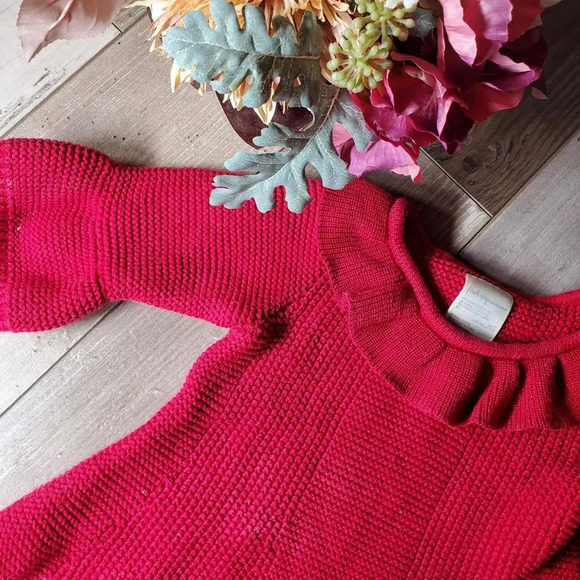 First Impressions Red Shimmery Knit Sweater Dress Tunic Size 18m - Picture 7 of 12